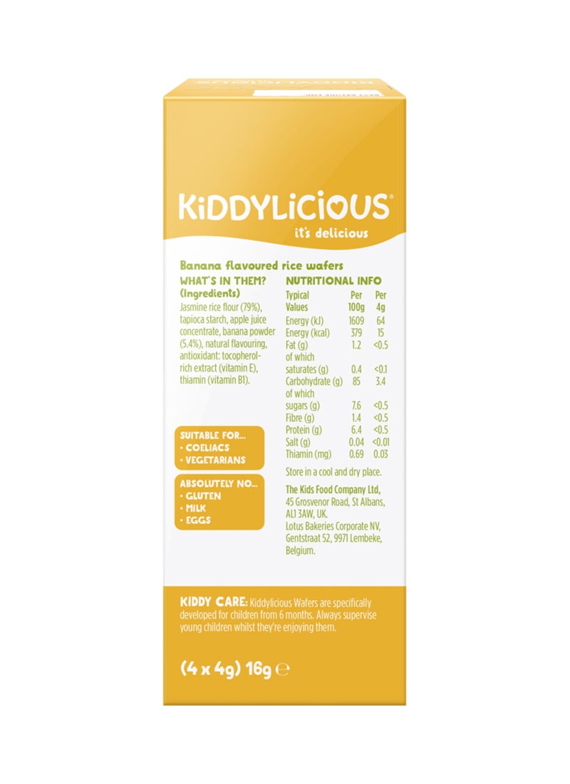 Kiddylicious Gluten And Dairy Free Banana Wafer Kids Snack 4 x 4g - Image 2